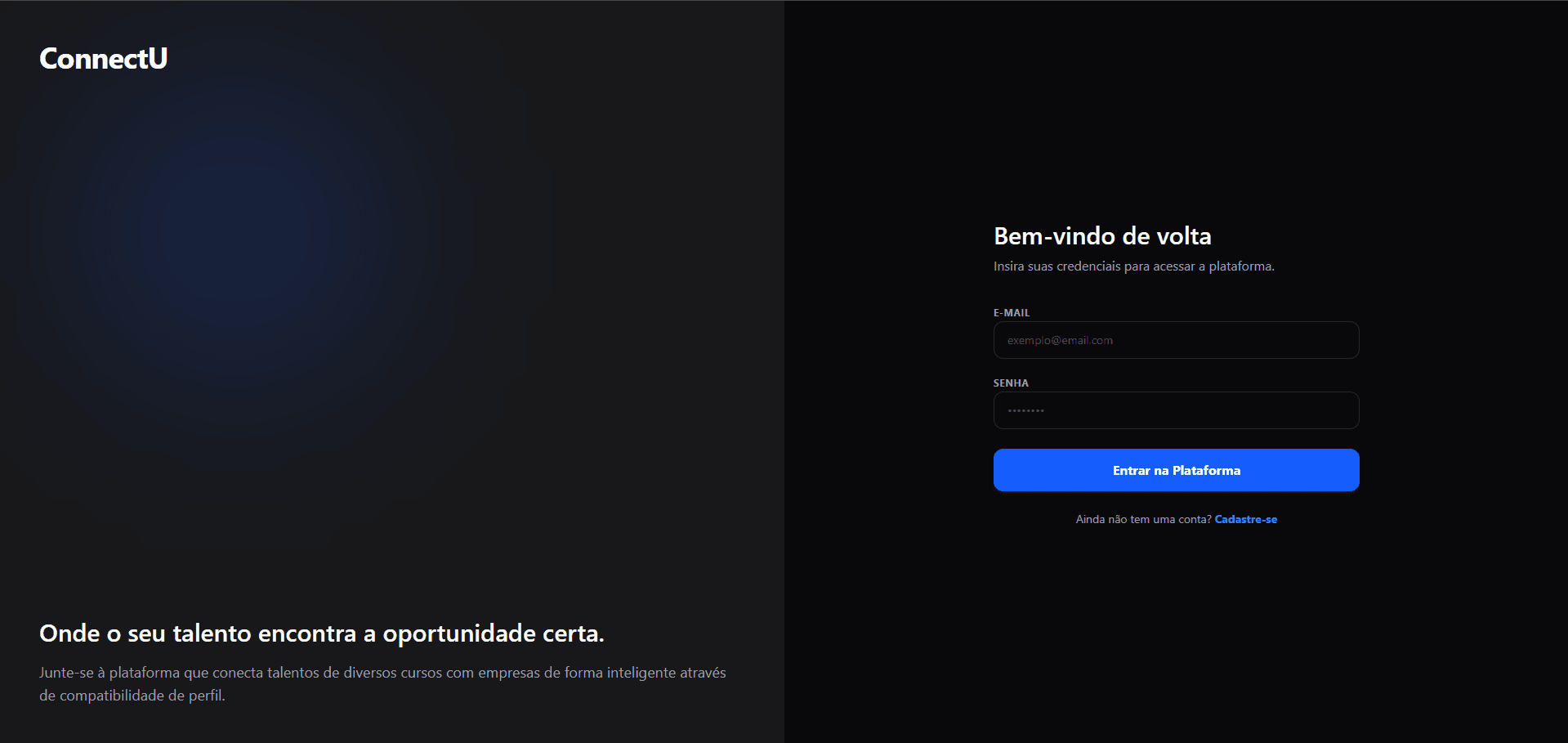 ConnectU — Plataforma de talentos e empresas